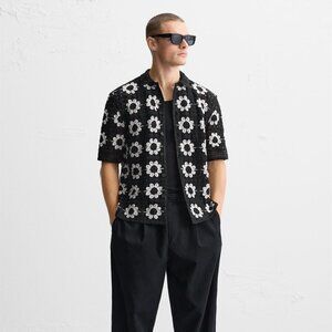 ZARA/ CROCHET LACE SHIRT WITH GEOMETRIC PATTERN Size M NWT